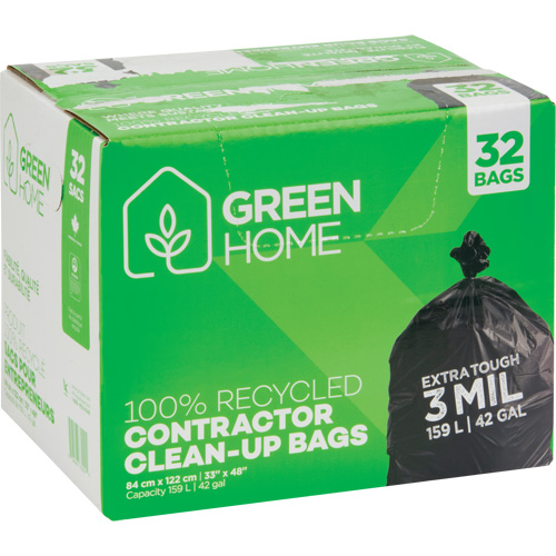 Sacs &agrave; ordures Green Home, Fort, 33" la x 48" lo, 3 mils, Noir, Capacit&eacute; 159 L (42 gal.) PB Rental Co. Ltd.