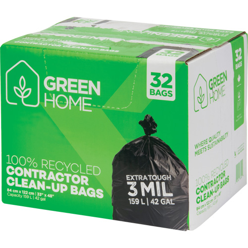 Sacs &agrave; ordures Green Home, Fort, 33" la x 48" lo, 3 mils, Noir, Capacit&eacute; 159 L (42 gal.) PB Rental Co. Ltd.