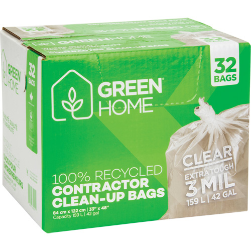 Sacs &agrave; ordures Green Home, Fort, 33" la x 48" lo, 3 mils, Transparent, Capacit&eacute; 159 L (42 gal.) PB Rental Co. Ltd.
