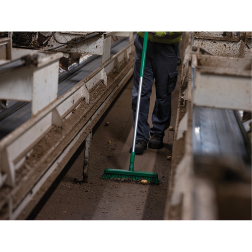 Push Broom Head, Fine/Stiff Bristles, 16-1/2", Polyester/Polypropylene, Green PB Rental Co. Ltd.