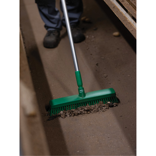 Push Broom Head, Fine/Stiff Bristles, 16-1/2", Polyester/Polypropylene, Green PB Rental Co. Ltd.