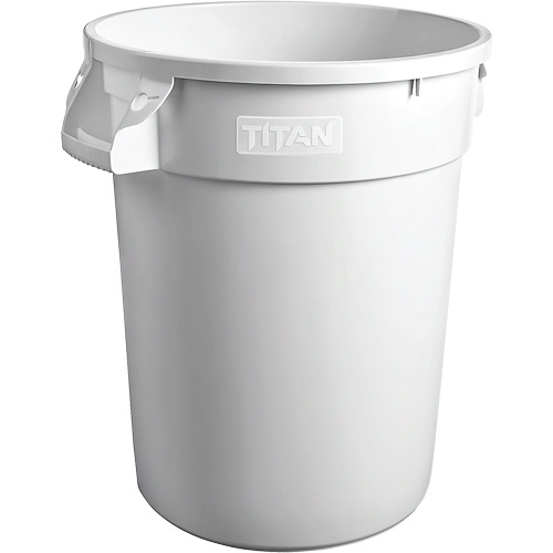 White Titan Heavy-Duty Garbage Container, Plastic, 32 US gal. PB Rental Co. Ltd.