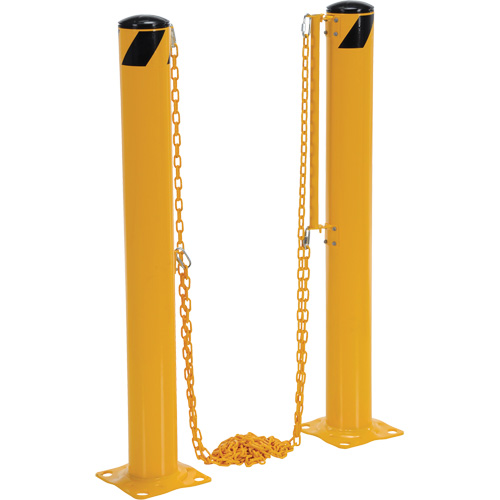 Dock Chain Barrier Bollard System, Steel, 42" H x 6-5/8" W, Yellow PB Rental Co. Ltd.