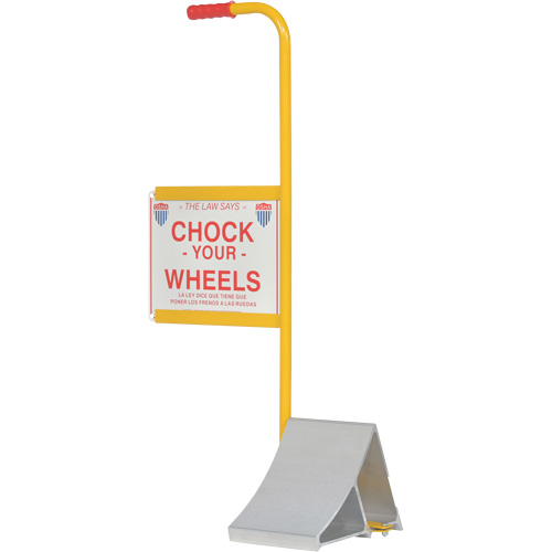 Wheel Chock with Handle & Sign, 7" W x 11-7/8" D x 7-11/16" H PB Rental Co. Ltd.
