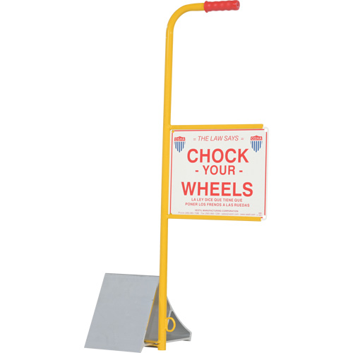 Wheel Chock with Handle & Sign, 7" W x 11-7/8" D x 7-11/16" H PB Rental Co. Ltd.