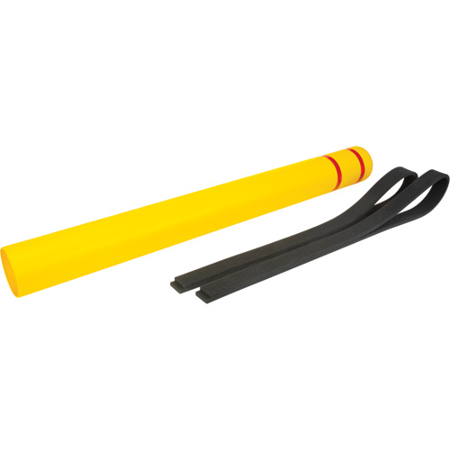 Capuchon en poly&eacute;thyl&egrave;ne pour borne de protection, 4-1/2" dia. x 52" l, Rouge/Jaune PB Rental Co. Ltd.