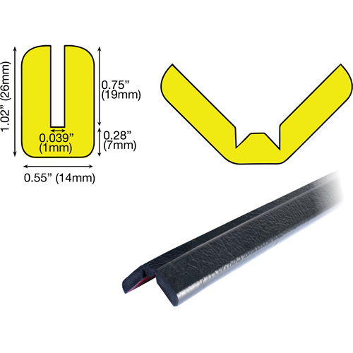 Butoir de protection de rebords mod&egrave;le W 1M, Longueur 3,25' (0,99 m) PB Rental Co. Ltd.