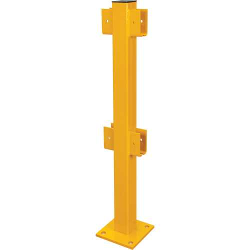 Poteau en ligne pour garde-corps l&eacute;gers, Acier, 42" h, Jaune s&eacute;curit&eacute; OSHA PB Rental Co. Ltd.
