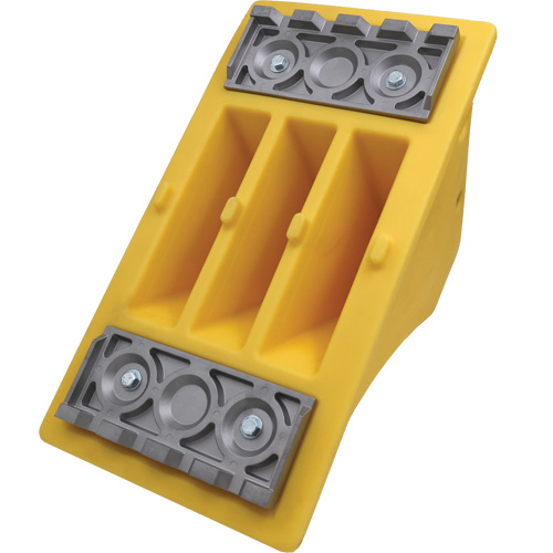 75 Ton Large Equipment Wheel Chock with Aluminum Cleats, Urethane, Yellow PB Rental Co. Ltd.