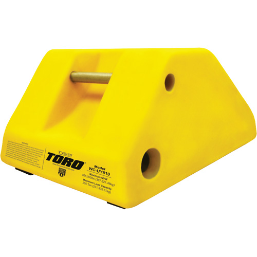 Cale-roue pour &eacute;quipement lourd de 255 tonnes avec poign&eacute;e et trou, Ur&eacute;thane, Jaune PB Rental Co. Ltd.