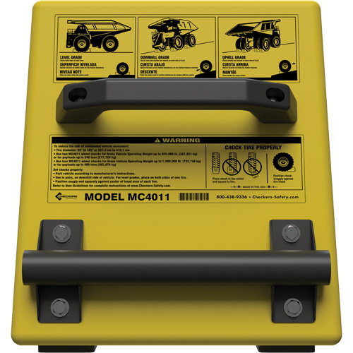 Checkers Safety Heavy-Duty Ultra Class Mining Wheel Chock, HDPE, Yellow, 14-1/2" W x 17-1/2" D x 16" H PB Rental Co. Ltd.