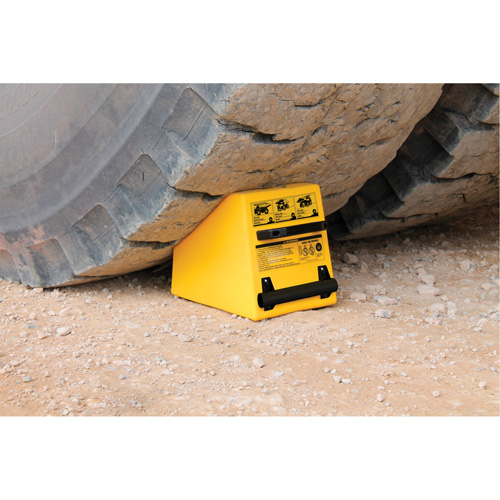 Checkers Safety Heavy-Duty Ultra Class Mining Wheel Chock, HDPE, Yellow, 14-1/2" W x 17-1/2" D x 16" H PB Rental Co. Ltd.