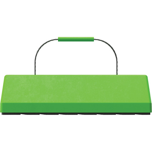 Cale de roue pour avion Checkers Safety SafeRay avec poign&eacute;e &agrave; c&acirc;ble & patin en caoutchouc, Ur&eacute;thane, Vert fluorescent, 24" la x 8" p x 6" h PB Rental Co. Ltd.