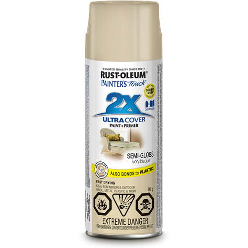 Peinture &agrave; pouvoir couvrant &eacute;lev&eacute; Painter's Touch, Blanc bisque d'ivoire, Semi-brillant, Canette a&eacute;rosol PB Rental Co. Ltd.
