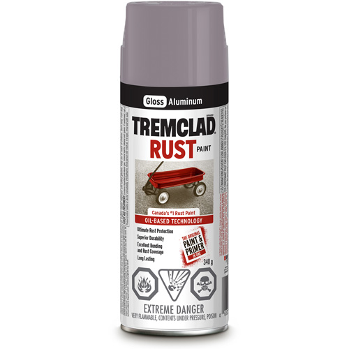 Peinture antirouille &agrave; base dhuile Tremclad, Aluminium argent, Brillant, Canette a&eacute;rosol PB Rental Co. Ltd.