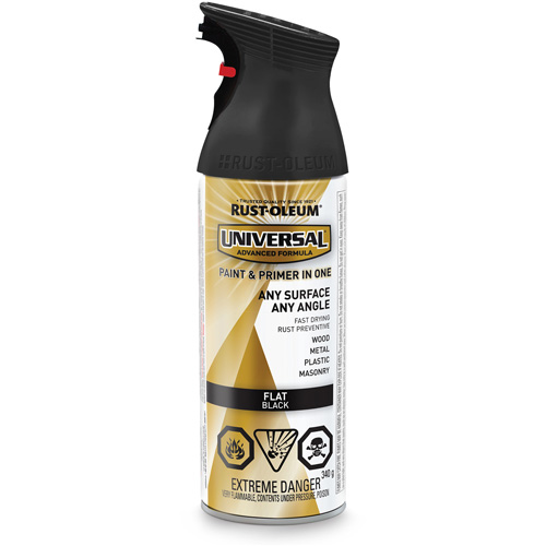 Peinture-&eacute;mail et couche de fond Universal, Noir, Tr&egrave;s mat, Canette a&eacute;rosol PB Rental Co. Ltd.