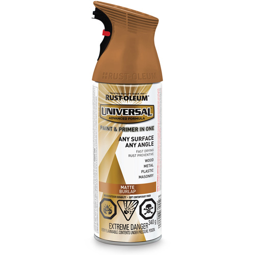 Peinture-&eacute;mail et couche de fond Universal, Brun toile, Mat, Canette a&eacute;rosol PB Rental Co. Ltd.