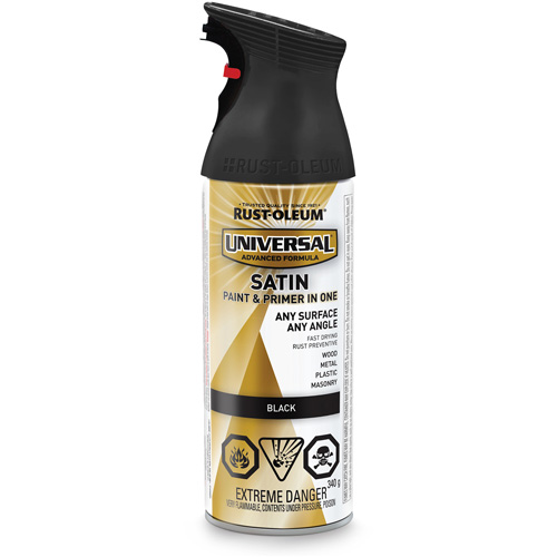 Universal&reg; Enamel Paint & Primer In One, Black, Satin, Aerosol Can PB Rental Co. Ltd.