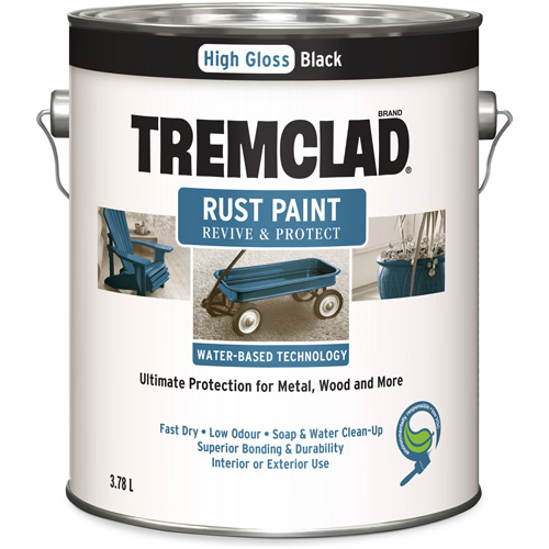 Peinture antirouille &agrave; base d'eau Tremclad, 3,78 L, Gallon, Noir PB Rental Co. Ltd.