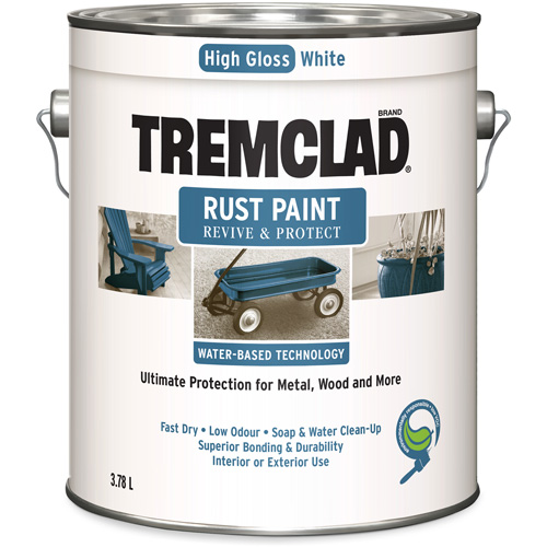 Peinture antirouille &agrave; base d'eau Tremclad, 3,78 L, Gallon, Blanc PB Rental Co. Ltd.