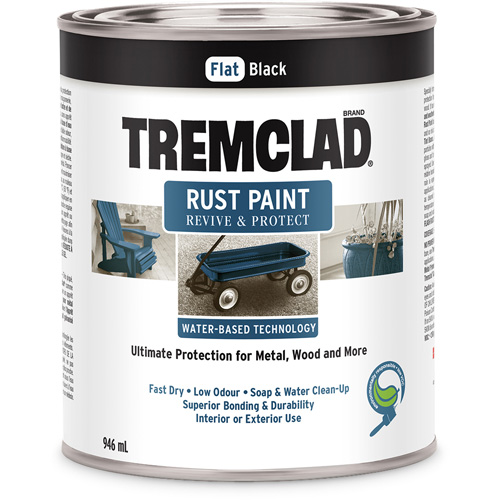 Peinture antirouille &agrave; base d'eau Tremclad, 946 ml, Canette, Noir PB Rental Co. Ltd.