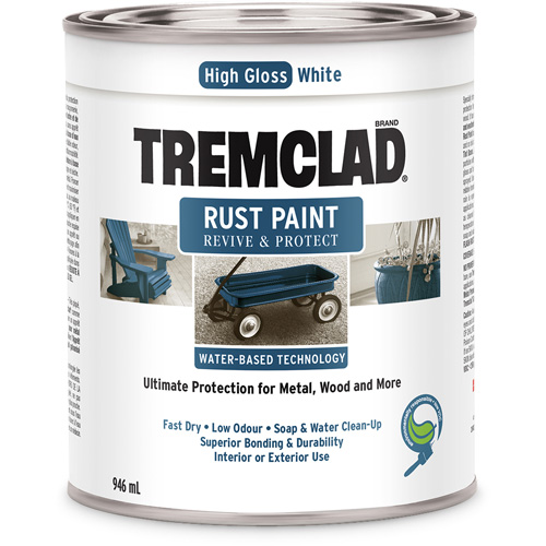 Peinture antirouille &agrave; base d'eau Tremclad, 946 ml, Canette, Blanc PB Rental Co. Ltd.