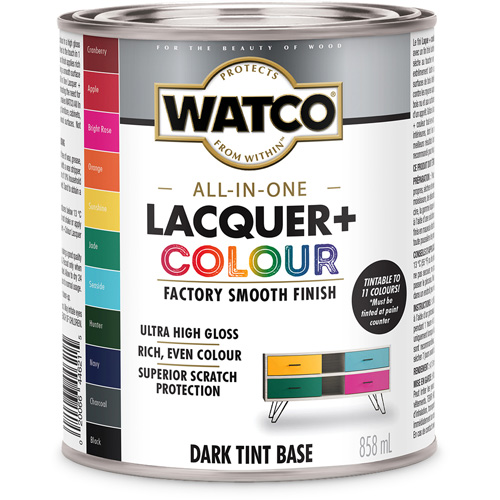 Watco&reg; All In One Lacquer + Colour Dark Tint Base, 946 ml, Dark Tint Base, High-Gloss PB Rental Co. Ltd.