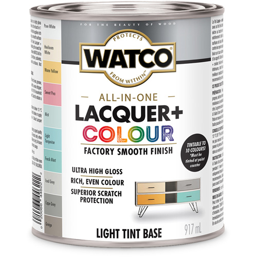 Watco&reg; All In One Lacquer + Colour Light Tint Base, 946 ml, Light Tint Base, High-Gloss PB Rental Co. Ltd.