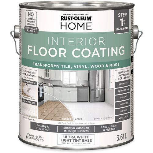 Home Interior Floor Coating System Base Coat, 3.61 L, Water-Based, Very Flat, Tint Base/White PB Rental Co. Ltd.