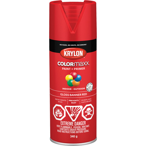 Appr&ecirc;t + peinture COLORmaxx, Rouge banni&egrave;re, Brillant, 12 oz, Canette a&eacute;rosol PB Rental Co. Ltd.