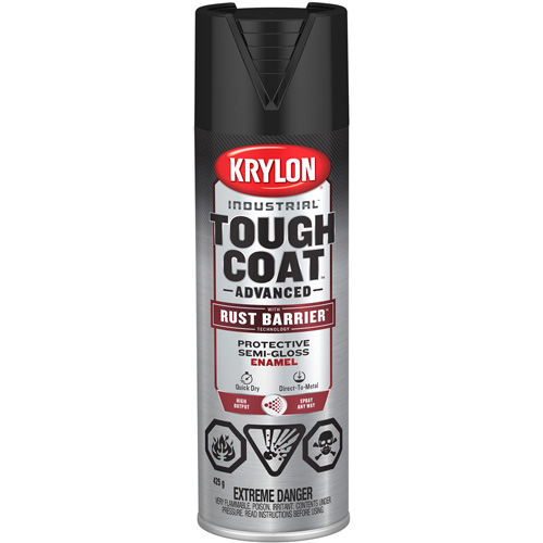 Tough Coat&reg; Advanced Paint with Rust Barrier Technology, Black, Semi-Gloss, 425 g, Aerosol Can PB Rental Co. Ltd.