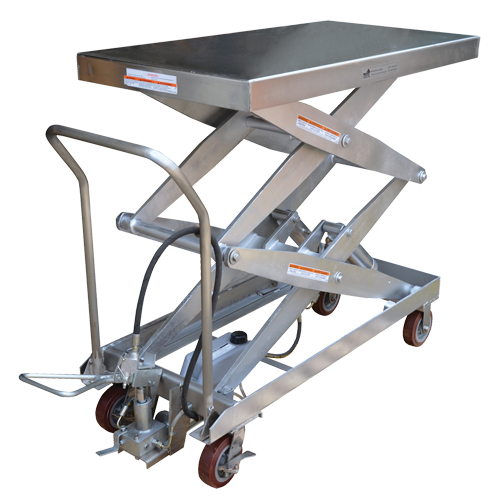 Pneumatic Hydraulic Scissor Lift Table, Stainless Steel, 47-1/4" L x 24" W, 1500 lbs. Cap. PB Rental Co. Ltd.