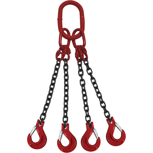 Chain Sling, Grade 80 Chain, Quadruple Legs, Oblong & Slip Hooks, 9/32" x 8' PB Rental Co. Ltd.