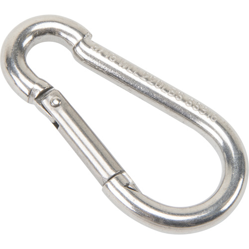 Mousqueton en acier inoxydable, 220 lb (0,11 tonne) Charge d'utilisation max., 3/16" Taille, 5/16" Oeil PB Rental Co. Ltd.