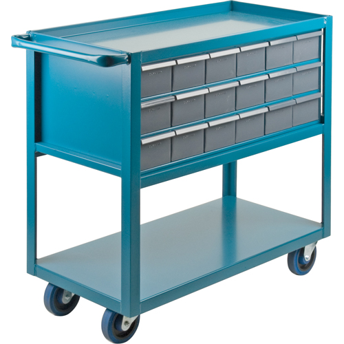 Chariot &agrave; tablette avec tiroir, 1200 lb Capacit&eacute;, Acier, 18" x la, 35" x ha, 36" p, Roues en Caoutchouc, Enti&egrave;rement soud&eacute;, 18 tirroirs PB Rental Co. Ltd.