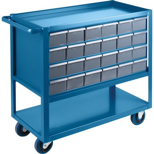 Chariot &agrave; tablette avec tiroir, 1200 lb Capacit&eacute;, Acier, 18" x la, 35" x ha, 36" p, Roues en Caoutchouc, Enti&egrave;rement soud&eacute;, 24 tirroirs PB Rental Co. Ltd.