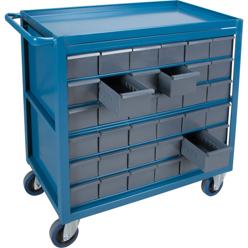 Drawer Shelf Cart, 1200 lbs. Capacity, Steel, 18" x W, 35" x H, 36" D, Rubber Wheels, All-Welded, 36 Drawers PB Rental Co. Ltd.