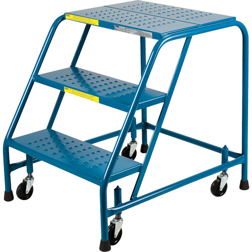 Escabeau roulant certifi&eacute; par la CSA, 3 marches, Largeur de la marche 22", Hauteur de la plateforme 28", Acier PB Rental Co. Ltd.