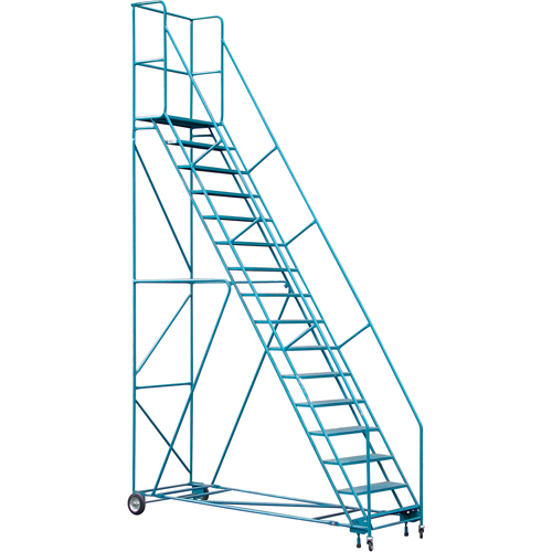 Escabeau roulant certifi&eacute; par la CSA avec pied verrouillable, 16 marches, Largeur de la marche 30", Hauteur de la plateforme 144", Acier PB Rental Co. Ltd.
