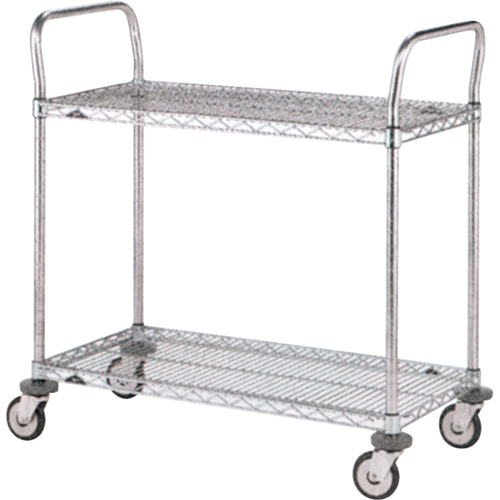 Chariot utilitaire &agrave; usage standard avec tablettes en treillis m&eacute;tallique, Chrom&eacute;, 18" x 39" x 30", Capacit&eacute; 375 lb PB Rental Co. Ltd.