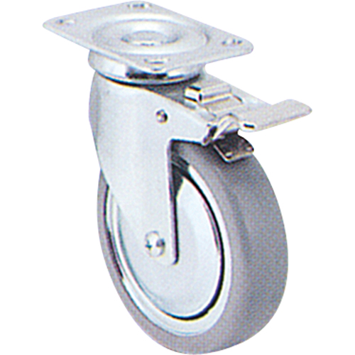 Zinc Plated Caster, Swivel with Brake, 3" (76 mm), Polyolefin, 180 lbs. (82 kg.) PB Rental Co. Ltd.