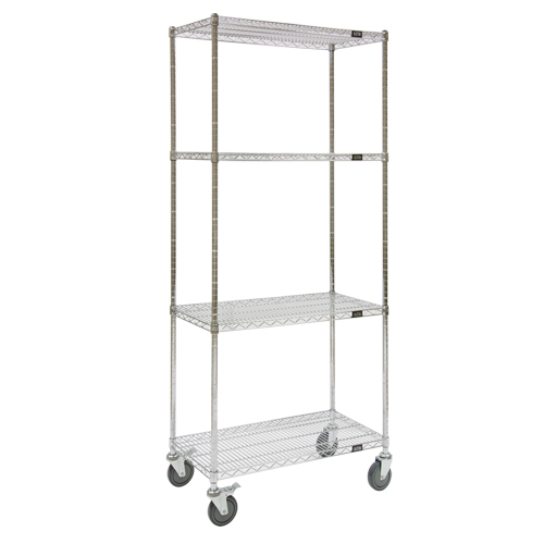 Wire Shelf Cart, Chrome Plated, 36" x 80" x 24", 800 lbs. Capacity PB Rental Co. Ltd.