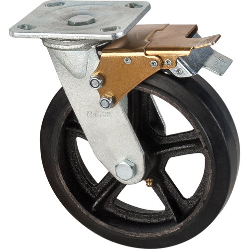 Mold-on Caster, Swivel with Brake, 8" (203.2 mm), Rubber, 660 lbs. (299 kg.) PB Rental Co. Ltd.