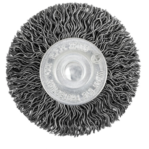 Brosse radiale &agrave; fils cr&ecirc;p&eacute;s mont&eacute; sur mandrin 105-2, 2", Fils ,02" PB Rental Co. Ltd.