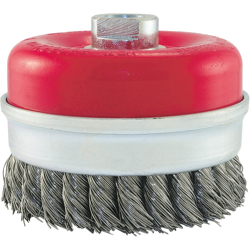 Brosse boisseau &agrave; fils li&eacute;s et nou&eacute;s, 4" dia. x 5/8"-11 arbre PB Rental Co. Ltd.