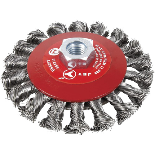 Knot Twisted Conical Bevel Brush, 6" Dia., 0.02" Fill, 5/8"-11 Arbor, Steel PB Rental Co. Ltd.