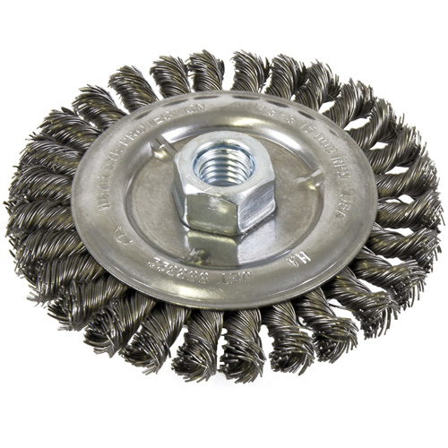 Standard Face Knot Wire Wheel Threaded, 5" Dia., 0.022" Fill, 5/8"-11 Arbor, Steel PB Rental Co. Ltd.