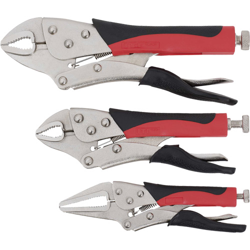 Cushion Grip Locking Plier Set, 6"/10"/7" Length, Curved Jaw/Long Nose PB Rental Co. Ltd.