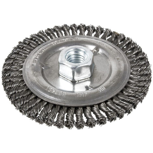 Brosse pour cordon de soudure, Dia. 6", Fils 0,022", Arbre 5/8"-11, Acier PB Rental Co. Ltd.