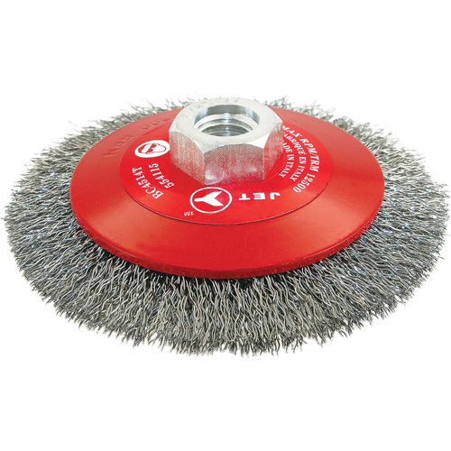 Brosse conique biseaut&eacute;e &agrave; fils sertis, haute performance, Dia. 4-1/2", Fils 0,014", Arbre 5/8"-11, Acier PB Rental Co. Ltd.